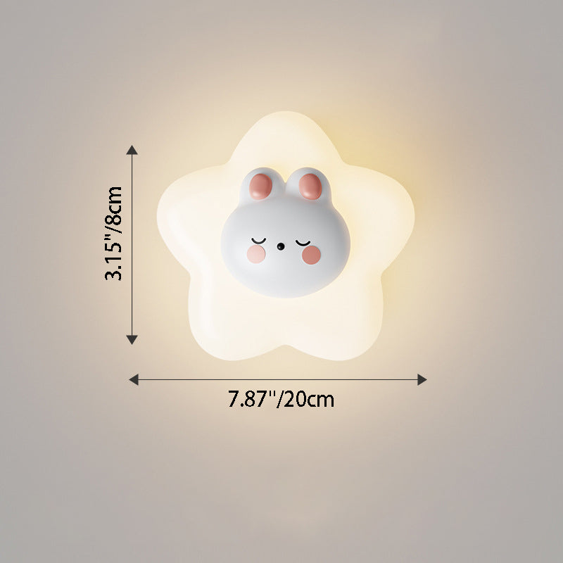 Contemporary Creative Cartoon Animal Rabbit Bear Star Moon Shape PE Iron LED Wall Sconce Lamp For Living Room Cuvalon