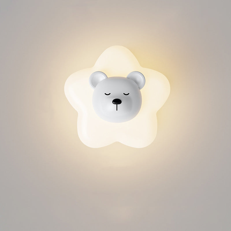 Contemporary Creative Cartoon Animal Rabbit Bear Star Moon Shape PE Iron LED Wall Sconce Lamp For Living Room Cuvalon