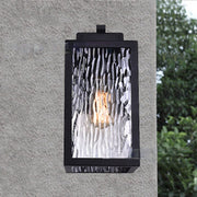 Contemporary Scandinavian Waterproof Rectangle Square Aqua Glass Iron 1-Light Outdoor Wall Sconce Lamp For Garden Cuvalon