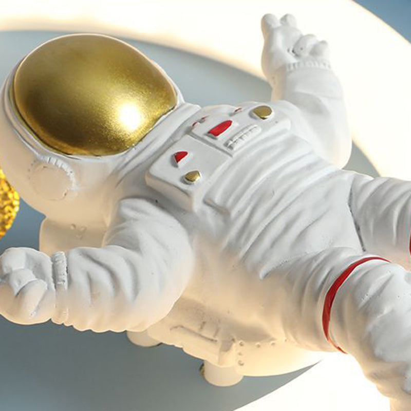 Contemporary Creative Cartoon Kids Astronaut Rocket Princess Round Oval Iron Acrylic LED Flush Mount Ceiling Light For Bedroom Cuvalon
