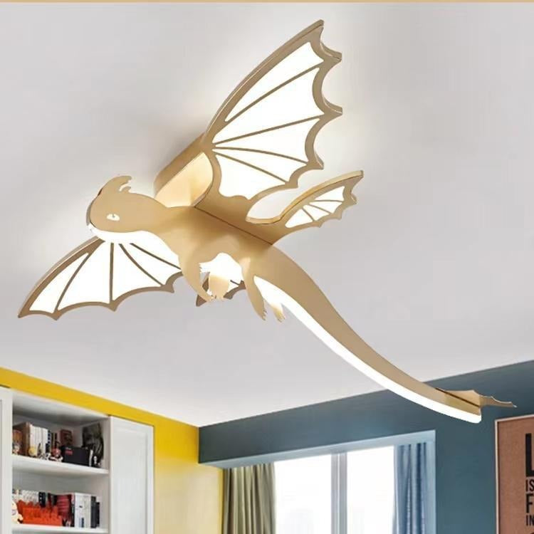 Contemporary Creative Cartoon Kids Dinosaur Oval Chassis Iron PVC Acrylic LED Semi-Flush Mount Ceiling Light Kids Light For Bedroom Cuvalon