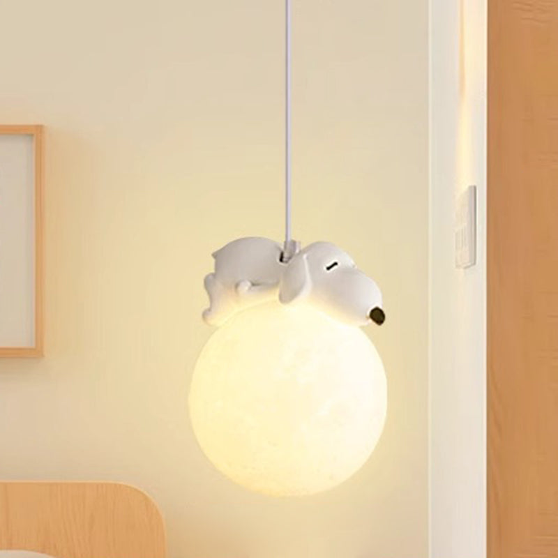 Modern Minimalist Cartoon Kids Moon Cute Animal Bear Rabbit Dog Elephant Sheep Resin Hardware PE 1-Light Pendant Light For Bedroom Cuvalon