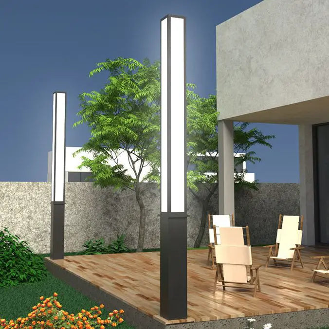 Modern Minimalist Waterproof Rectangle Galvanized Steel Acrylic LED Outdoor Light For Garden Cuvalon