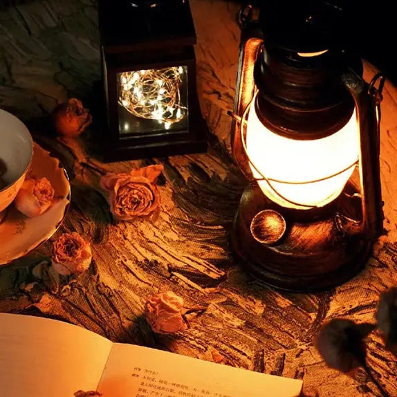 Traditional Vintage Rechargeable Cylinder Bent Tube Disc Base Iron Acrylic LED Table Lamp For Bedroom Cuvalon