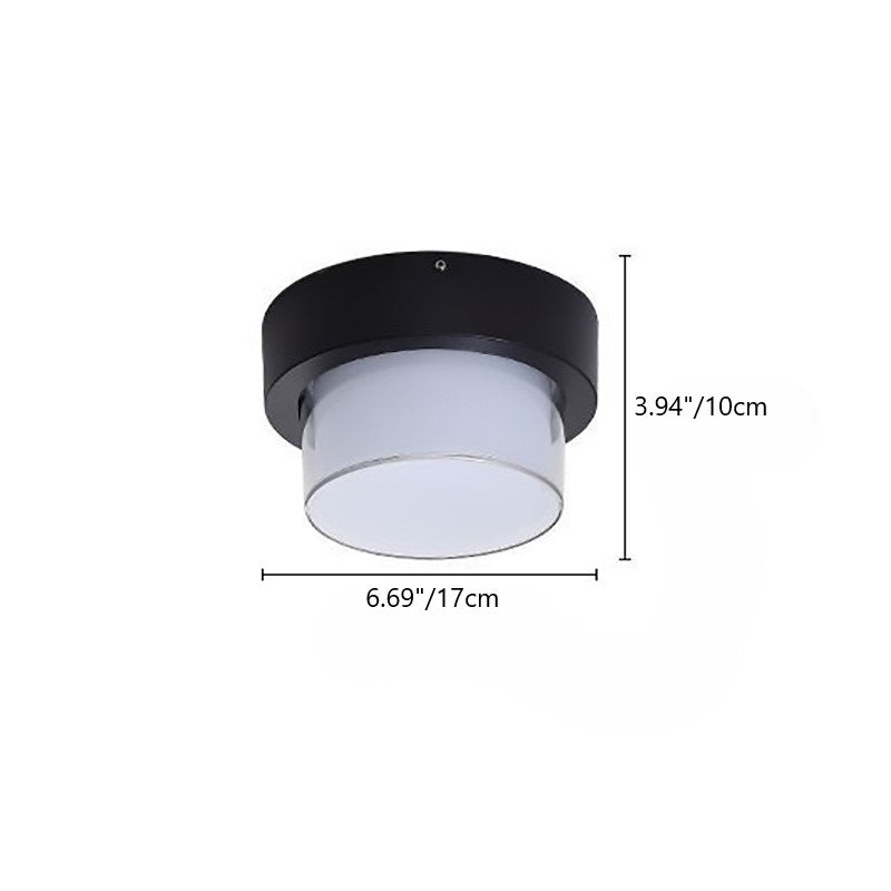 Modern Minimalist Waterproof Square Round Cylinder Die-Cast Aluminum Acrylic LED Flush Mount Ceiling Light For Outdoor Patio Cuvalon
