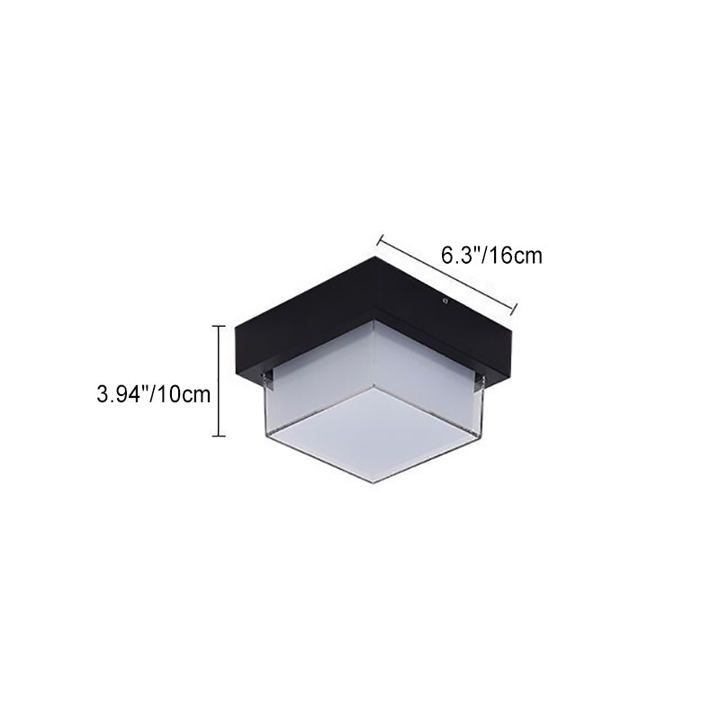 Modern Minimalist Waterproof Square Round Cylinder Die-Cast Aluminum Acrylic LED Flush Mount Ceiling Light For Outdoor Patio Cuvalon