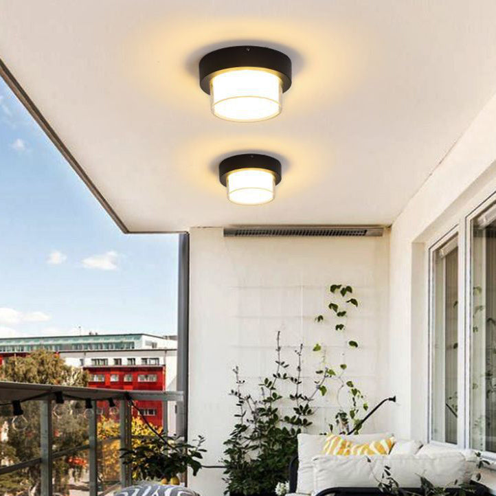 Modern Minimalist Waterproof Square Round Cylinder Die-Cast Aluminum Acrylic LED Flush Mount Ceiling Light For Outdoor Patio Cuvalon