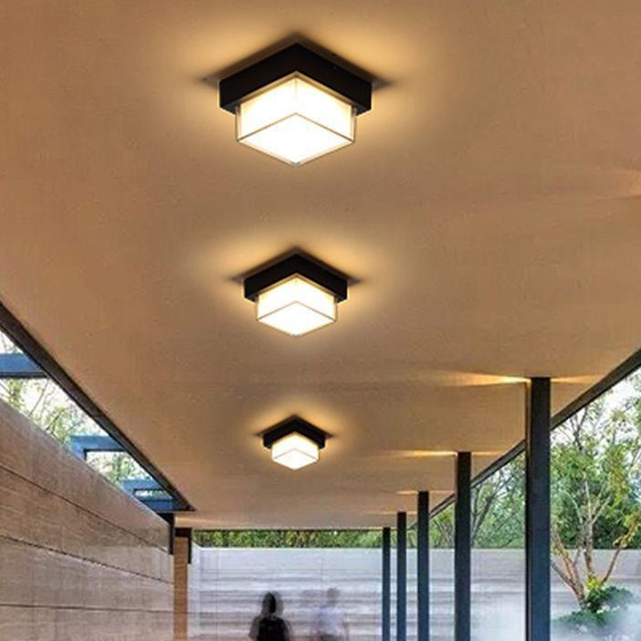 Modern Minimalist Waterproof Square Round Cylinder Die-Cast Aluminum Acrylic LED Flush Mount Ceiling Light For Outdoor Patio Cuvalon