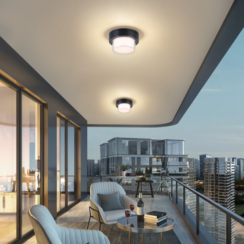 Modern Minimalist Waterproof Square Round Cylinder Die-Cast Aluminum Acrylic LED Flush Mount Ceiling Light For Outdoor Patio Cuvalon