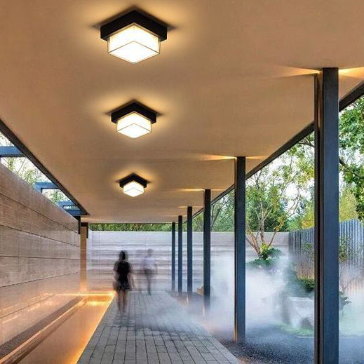 Modern Minimalist Waterproof Square Round Cylinder Die-Cast Aluminum Acrylic LED Flush Mount Ceiling Light For Outdoor Patio Cuvalon