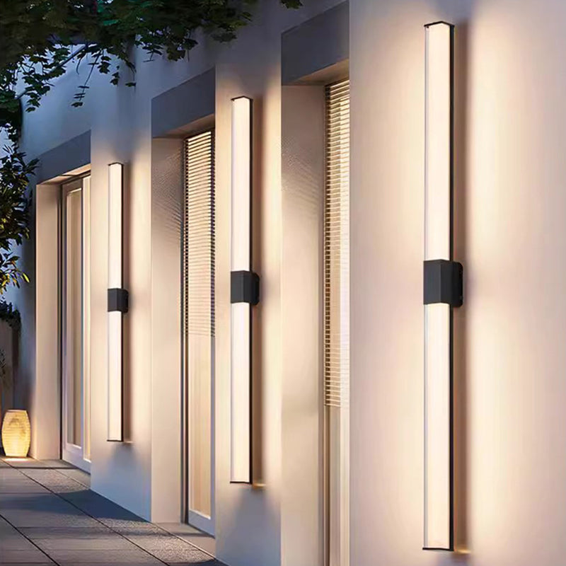 Modern Minimalist Waterproof Rectangle Long Aluminum PC Outdoor Wall Sconce Lamp For Garden Cuvalon