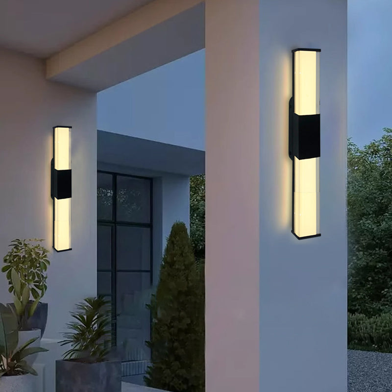Modern Minimalist Waterproof Rectangle Long Aluminum PC Outdoor Wall Sconce Lamp For Garden Cuvalon