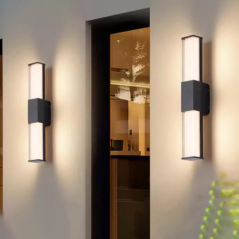 Modern Minimalist Waterproof Rectangle Long Aluminum PC Outdoor Wall Sconce Lamp For Garden Cuvalon