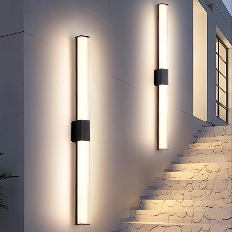 Modern Minimalist Waterproof Rectangle Long Aluminum PC Outdoor Wall Sconce Lamp For Garden Cuvalon