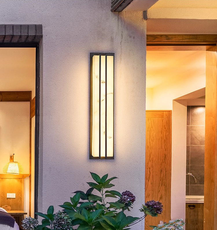 Modern Minimalist Waterproof Rectangle Long Stainless Steel Resin LED Outdoor Wall Sconce Lamp For Outdoor Patio Cuvalon