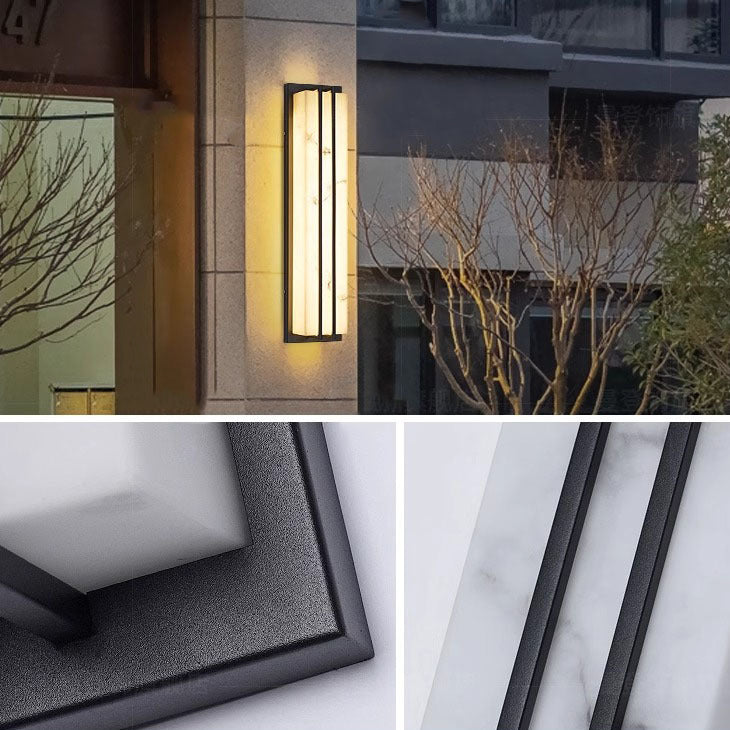 Modern Minimalist Waterproof Rectangle Long Stainless Steel Resin LED Outdoor Wall Sconce Lamp For Outdoor Patio Cuvalon
