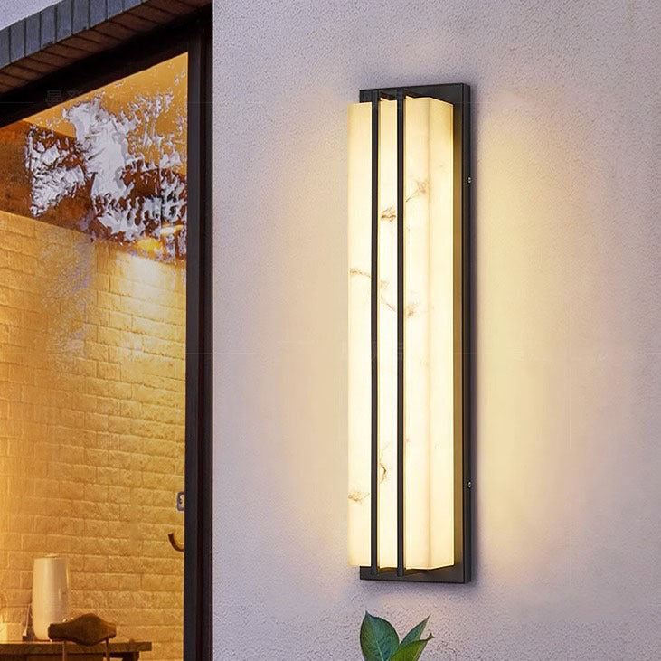 Modern Minimalist Waterproof Rectangle Long Stainless Steel Resin LED Outdoor Wall Sconce Lamp For Outdoor Patio Cuvalon