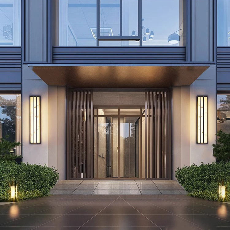 Modern Minimalist Waterproof Rectangle Long Stainless Steel Resin LED Outdoor Wall Sconce Lamp For Outdoor Patio Cuvalon