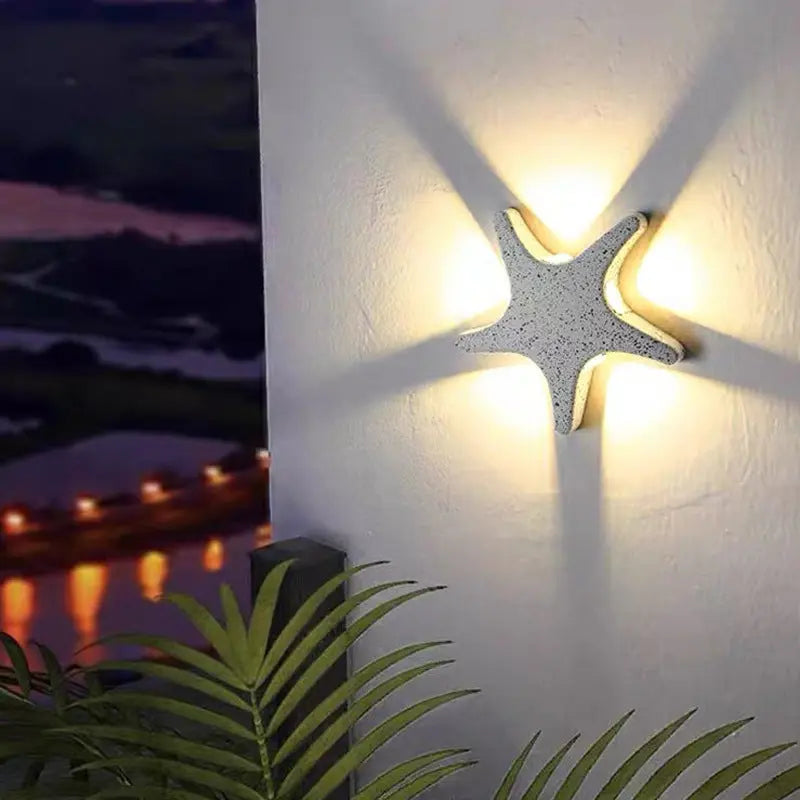 Contemporary Creative Waterproof Starfish Die-Cast Aluminum Acrylic LED Outdoor Wall Sconce Lamp For Outdoor Patio Cuvalon