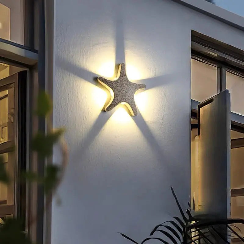 Contemporary Creative Waterproof Starfish Die-Cast Aluminum Acrylic LED Outdoor Wall Sconce Lamp For Outdoor Patio Cuvalon