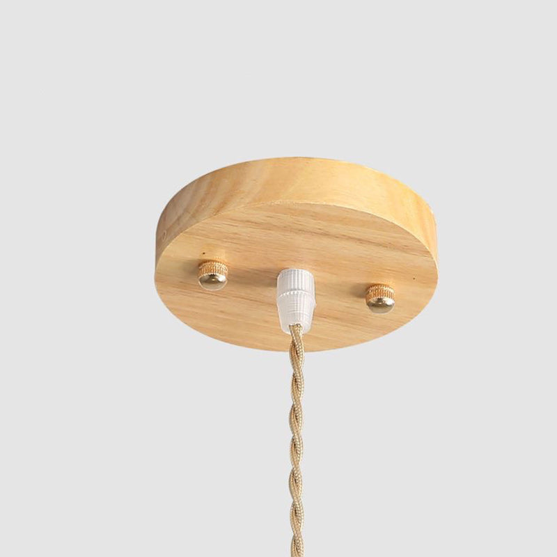Traditional Japanese Wood Fabric Round Shade 1/4-Light Chandelier For Dining Room Cuvalon
