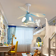 Contemporary Creative Cartoon Helicopter Iron Acrylic LED Kids Downrods Ceiling Fan Light For Bedroom Cuvalon