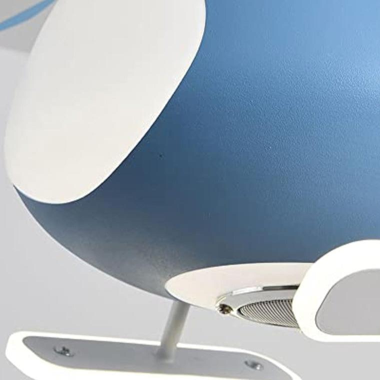 Contemporary Creative Cartoon Helicopter Iron Acrylic LED Kids Downrods Ceiling Fan Light For Bedroom Cuvalon