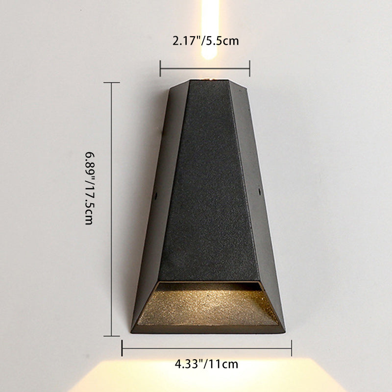 Modern Minimalist Aluminum Trapezoid Up And Down Illuminated LED Outdoor Wall Sconce Lamp For Garden Cuvalon
