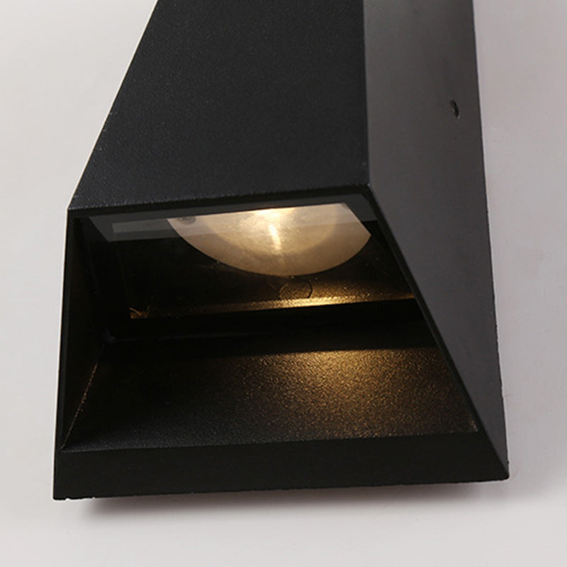 Modern Minimalist Aluminum Trapezoid Up And Down Illuminated LED Outdoor Wall Sconce Lamp For Garden Cuvalon