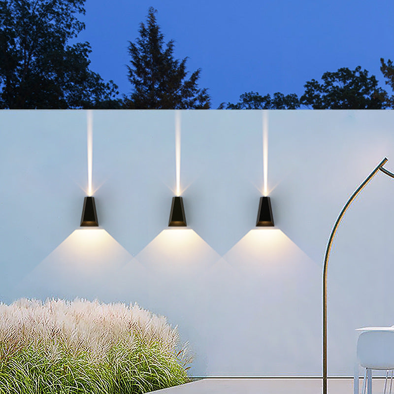 Modern Minimalist Aluminum Trapezoid Up And Down Illuminated LED Outdoor Wall Sconce Lamp For Garden Cuvalon