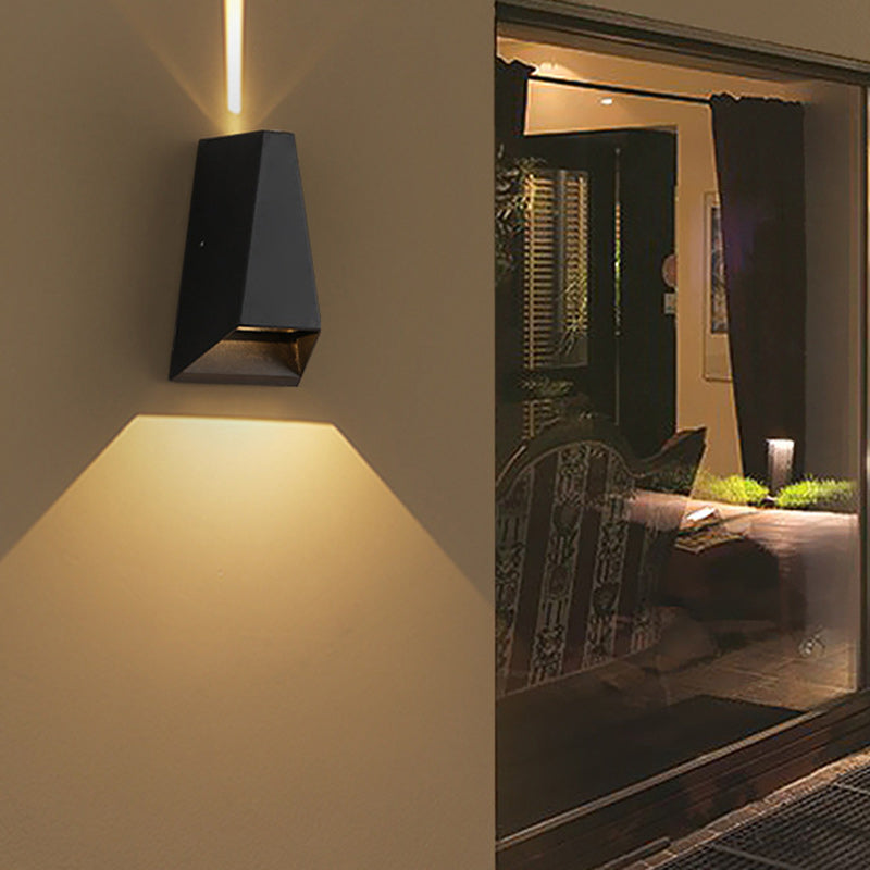 Modern Minimalist Aluminum Trapezoid Up And Down Illuminated LED Outdoor Wall Sconce Lamp For Garden Cuvalon