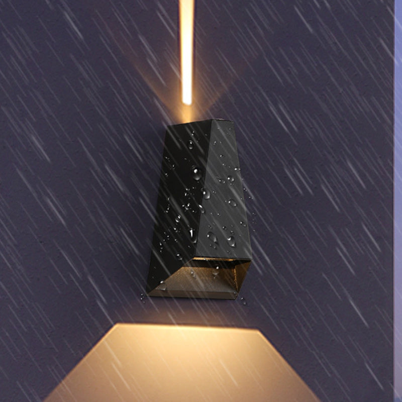 Modern Minimalist Aluminum Trapezoid Up And Down Illuminated LED Outdoor Wall Sconce Lamp For Garden Cuvalon