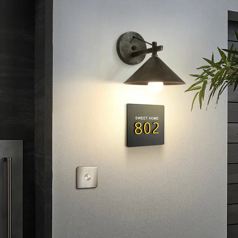 Contemporary Nordic Iron Geometric Cone 1-Light Outdoor Waterproof Wall Sconce Lamp For Garden Cuvalon