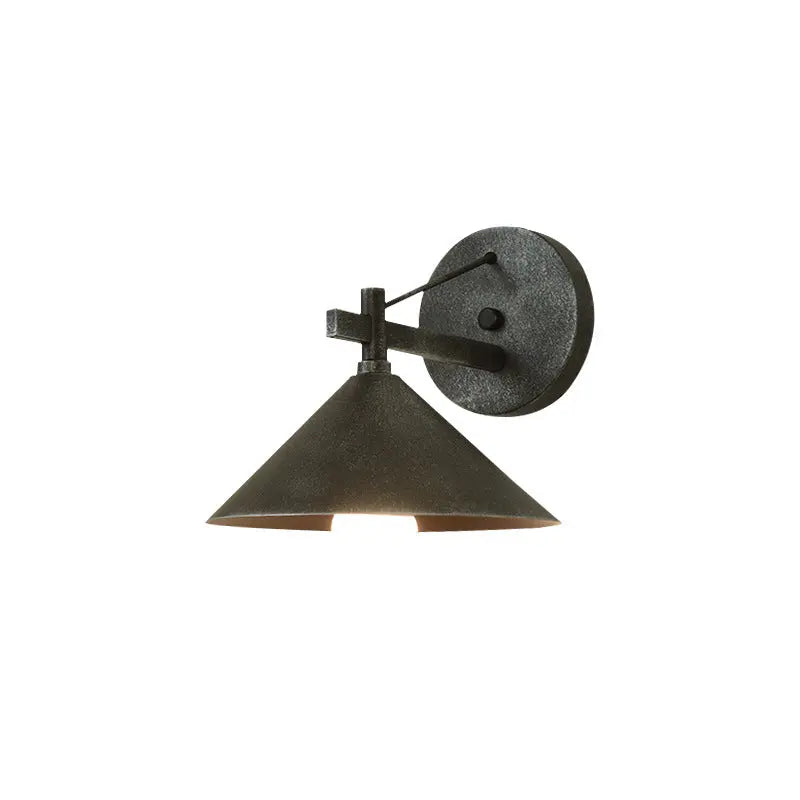 Contemporary Nordic Iron Geometric Cone 1-Light Outdoor Waterproof Wall Sconce Lamp For Garden Cuvalon