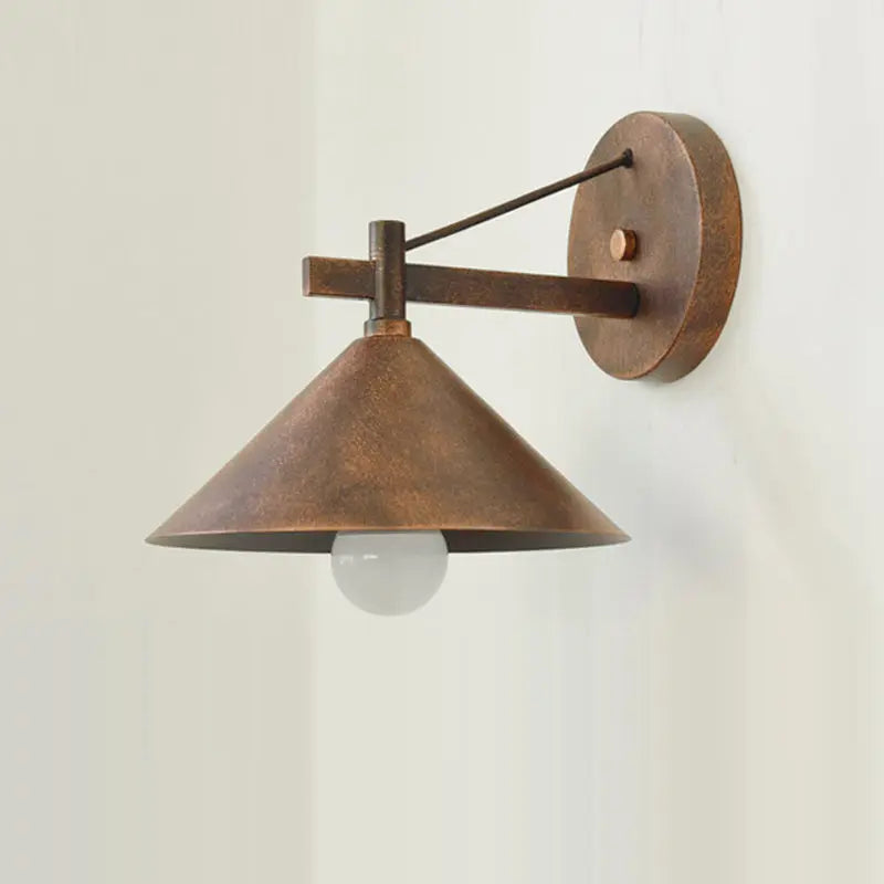 Contemporary Nordic Iron Geometric Cone 1-Light Outdoor Waterproof Wall Sconce Lamp For Garden Cuvalon