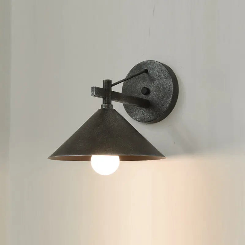 Contemporary Nordic Iron Geometric Cone 1-Light Outdoor Waterproof Wall Sconce Lamp For Garden Cuvalon