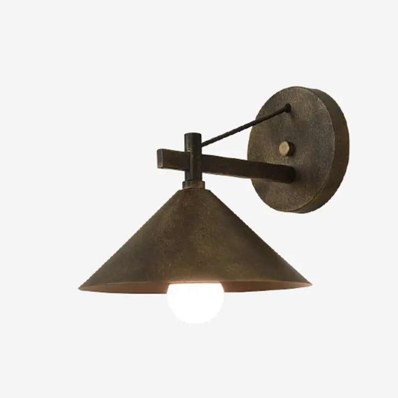 Contemporary Nordic Iron Geometric Cone 1-Light Outdoor Waterproof Wall Sconce Lamp For Garden Cuvalon