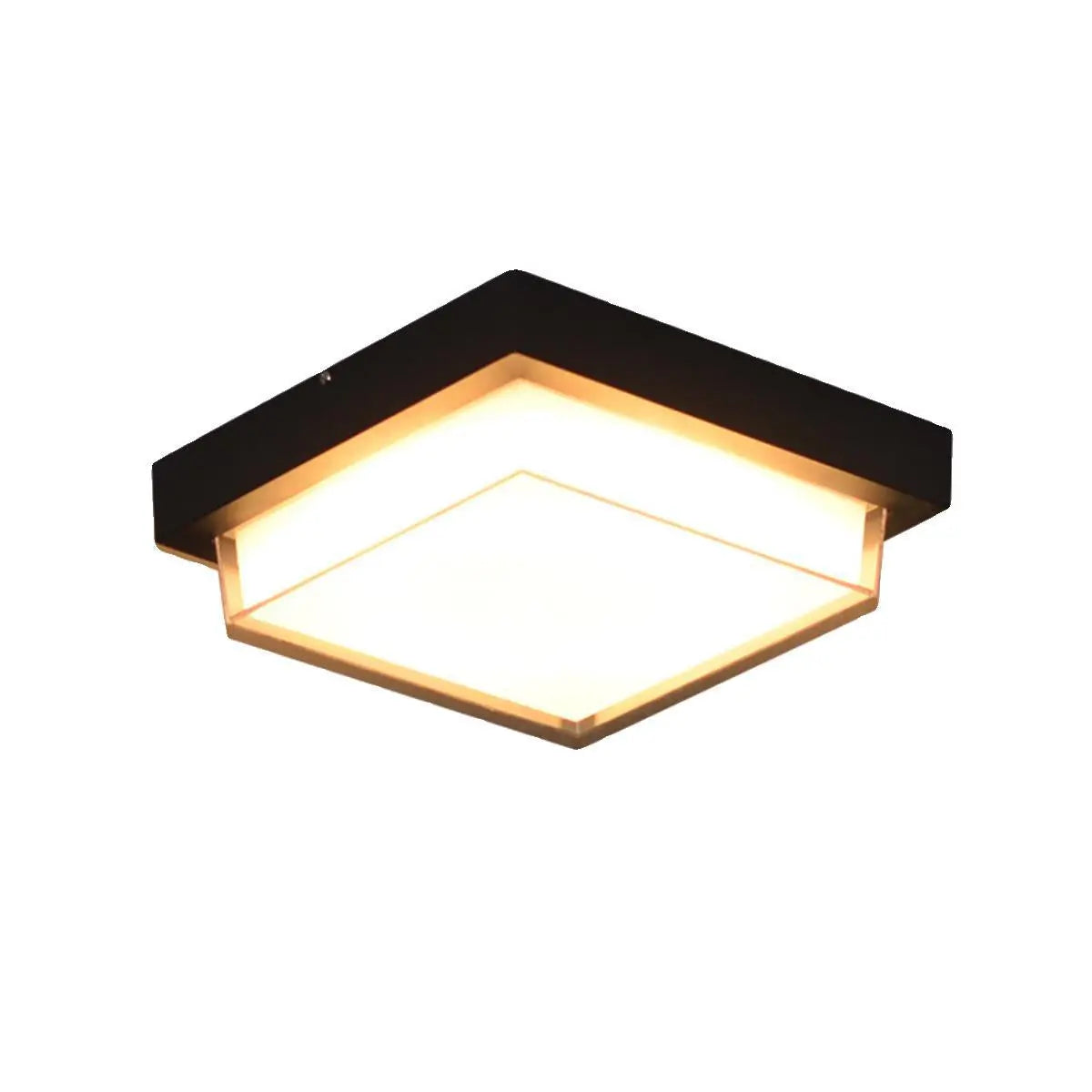 Contemporary Industrial Square Aluminum Acrylic LED Waterproof Outdoor Flush Mount Ceiling Light For Garden Cuvalon