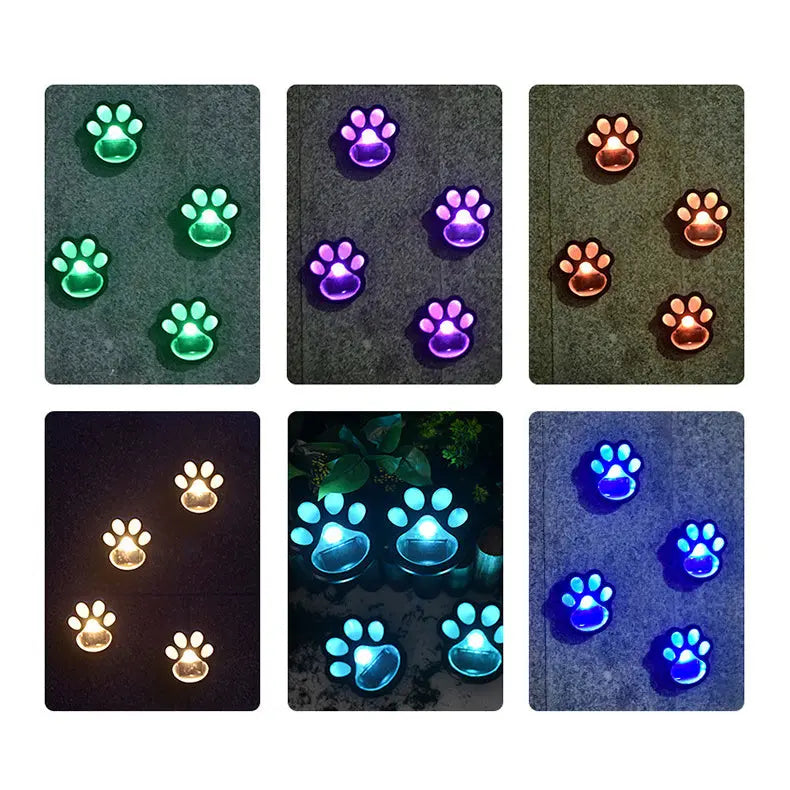 Contemporary Creative Animal Dog Paw Print LED Solar Outdoor Lawn Landscape Light For Garden Cuvalon