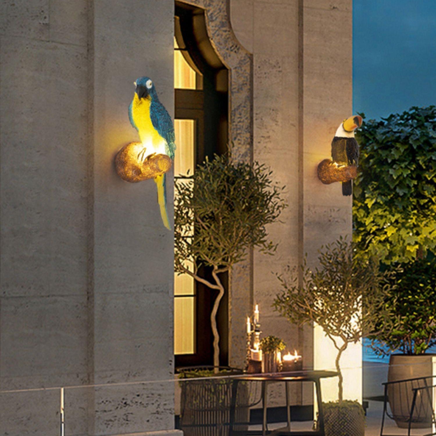 Contemporary Creative Resin Imitation Animal Toucan Owl Waterproof LED Wall Sconce Lamp For Outdoor Patio Cuvalon
