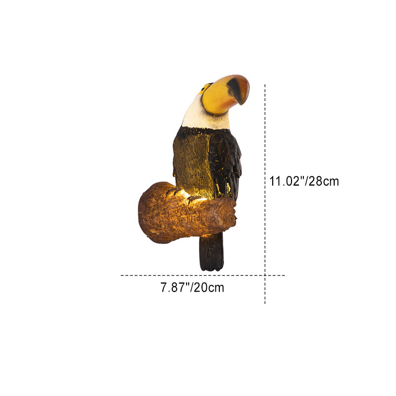 Contemporary Creative Resin Imitation Animal Toucan Owl Waterproof LED Wall Sconce Lamp For Outdoor Patio Cuvalon