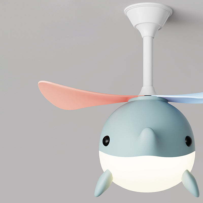 Contemporary Scandinavian Cartoon Whale Plane Iron Acrylic Shade ABS Fan LED Downrods Ceiling Fan Light For Bedroom Cuvalon