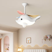 Contemporary Scandinavian Cartoon Whale Plane Iron Acrylic Shade ABS Fan LED Downrods Ceiling Fan Light For Bedroom Cuvalon