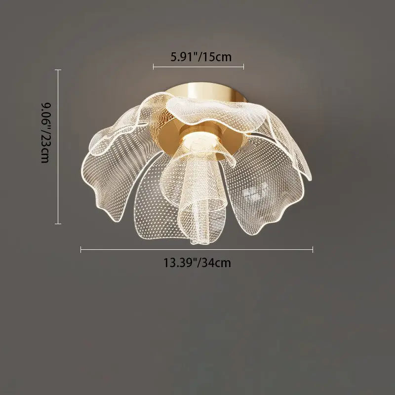 Modern Luxury Flower Petal Dome Iron Acrylic LED Flush Mount Ceiling Light For Bedroom Cuvalon