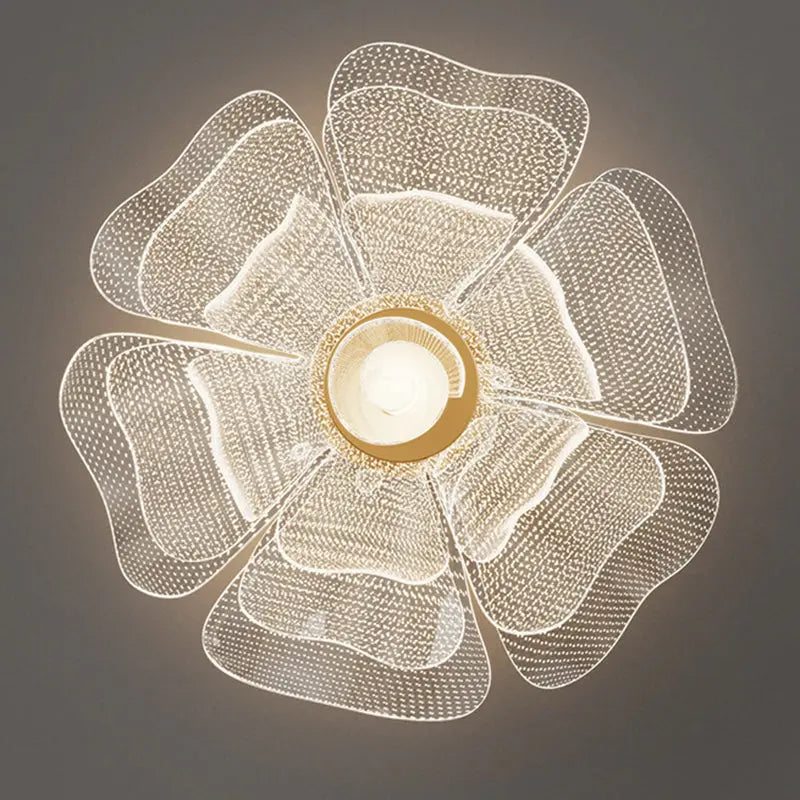 Modern Luxury Flower Petal Dome Iron Acrylic LED Flush Mount Ceiling Light For Bedroom Cuvalon