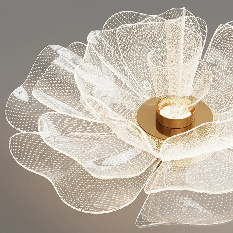 Modern Luxury Flower Petal Dome Iron Acrylic LED Flush Mount Ceiling Light For Bedroom Cuvalon