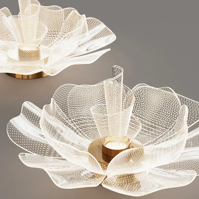 Modern Luxury Flower Petal Dome Iron Acrylic LED Flush Mount Ceiling Light For Bedroom Cuvalon