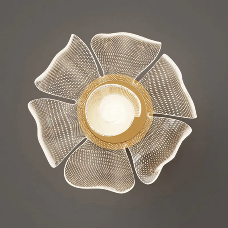 Modern Luxury Flower Petal Dome Iron Acrylic LED Flush Mount Ceiling Light For Bedroom Cuvalon