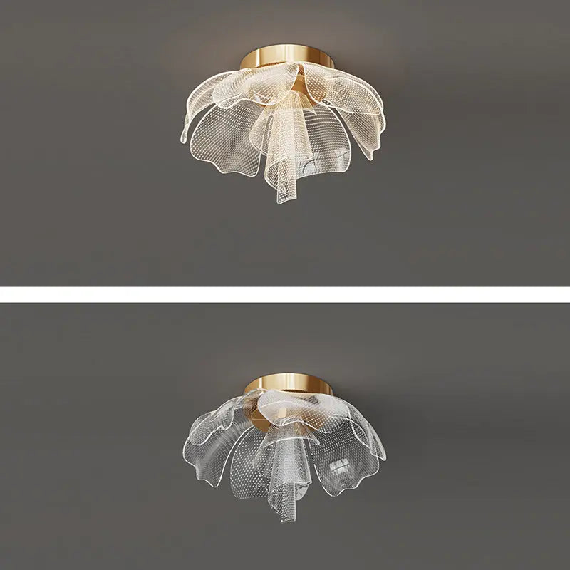 Modern Luxury Flower Petal Dome Iron Acrylic LED Flush Mount Ceiling Light For Bedroom Cuvalon