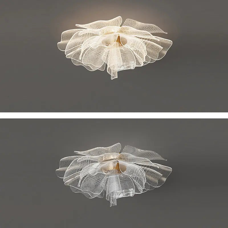 Modern Luxury Flower Petal Dome Iron Acrylic LED Flush Mount Ceiling Light For Bedroom Cuvalon
